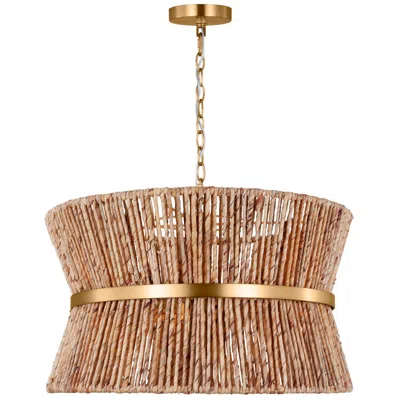 Visual Comfort & Co. Visual Comfort Thurlo 24 1/4" Satin Brass Abaca Fiber Pendant Light