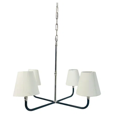 Pre-owned Visual Comfort Chapman & Myers “basden” Medium Chandelier For , Nickel & Rattan In Transparent