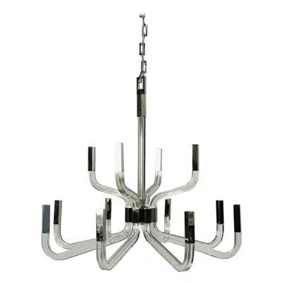 Pre-owned Visual Comfort Crystal & Nickel 12 Arm Chandelier By Chapman & Myers For  In Transparent