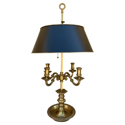 Pre-owned Visual Comfort English Regency Brass Bouillotte Lamp With Black Tole Shade By
