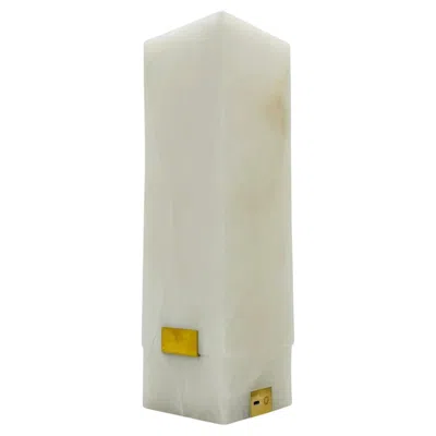 Pre-owned Visual Comfort Kelly Wearstler “covet” Alabaster Rechargeable Table Lamp For  In Sand