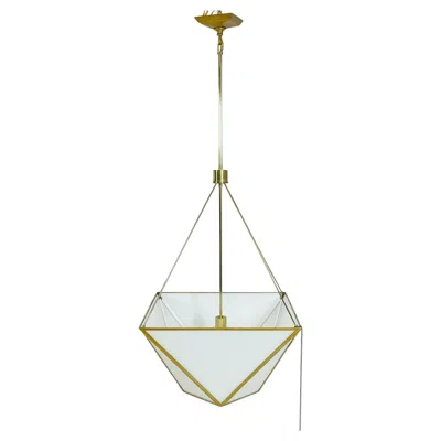 Pre-owned Visual Comfort Lorino Chandelier In Brass & White Glass By Julie Neill For