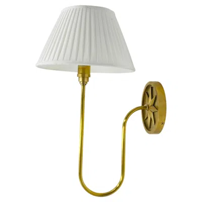 Pre-owned Visual Comfort Mcgee & Co Polaris Brass Wall Sconce With Linen Shade, Modern Lighting In Transparent
