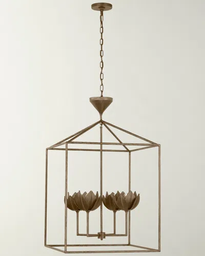Visual Comfort Signature Alberto 24" Open Cage Lantern By Julie Neill In Antique Bronze Leaf