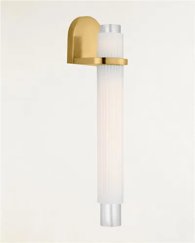 Visual Comfort Signature Arena Sconce By Windsor Smith In Hand-rubbed Antique Brass With White Ribbed Glass