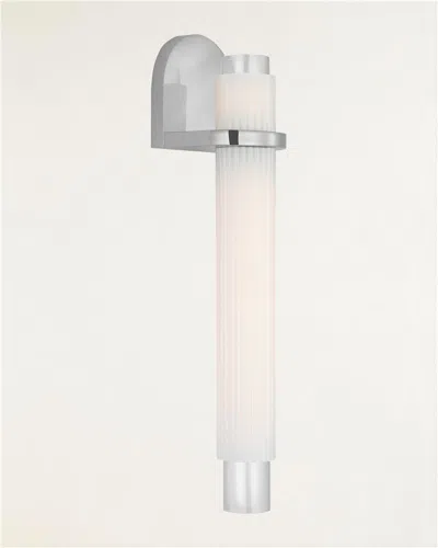 Visual Comfort Signature Arena Sconce By Windsor Smith In Polished Nickel With White Ribbed Glass