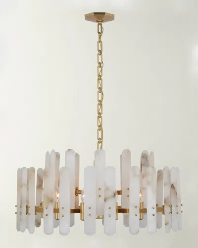 Visual Comfort Signature Bonnington Large Chandelier By Aerin In Hand-rubbed Antique Brass With Alabaster