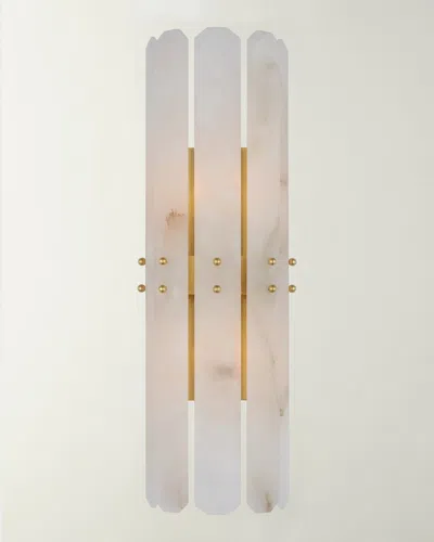 Visual Comfort Signature Bonnington Tall Sconce By Aerin In Hand-rubbed Antique Brass With Alabaster