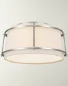 Visual Comfort Signature Callaway Small Flush Mount By Carrier & Company In Polished Nickel With Linen Shade And Frosted Acrylic Diffuser