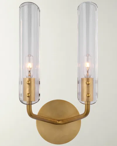 Visual Comfort Signature Casoria 14" Double Sconce By Aerin In Antique Brass