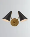 Visual Comfort Signature Clemente Double Sconce By Aerin In Black And Gold