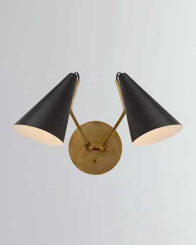 Visual Comfort Signature Clemente Double Sconce By Aerin In Black And Gold