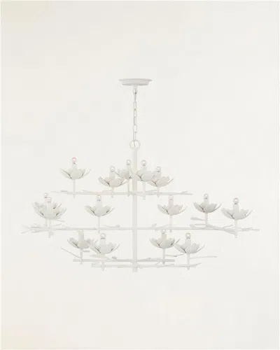 Visual Comfort Signature Clementine 48" Low Wide Tiered Chandelier By Julie Neill In Plaster White