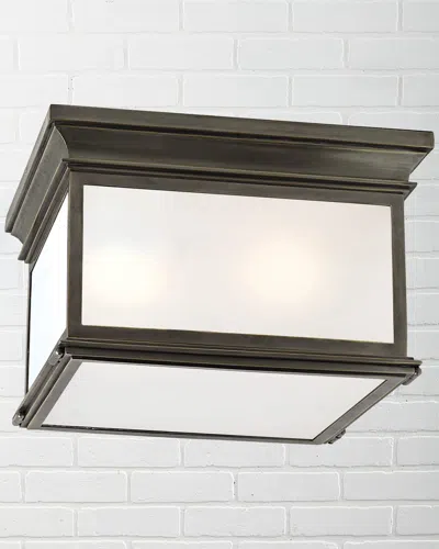 Visual Comfort Signature Club Large Square Flush Mount Frosted Glass By Chapman & Myers In Black