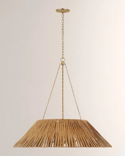Visual Comfort Signature Corinne Extra-large Wrapped Pendant Light By Marie Flanigan In Soft Brass/natural