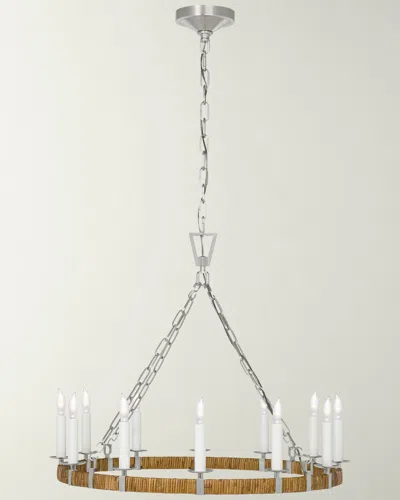 Visual Comfort Signature Darlana Wrapped 30" 12-light Ring Chandelier By Chapman & Myers In Polished Nickel/natural