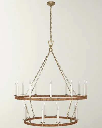 Visual Comfort Signature Darlana Wrapped 52" 20-light Two-tier Chandelier By Chapman & Myers In Antique Burnished Brass