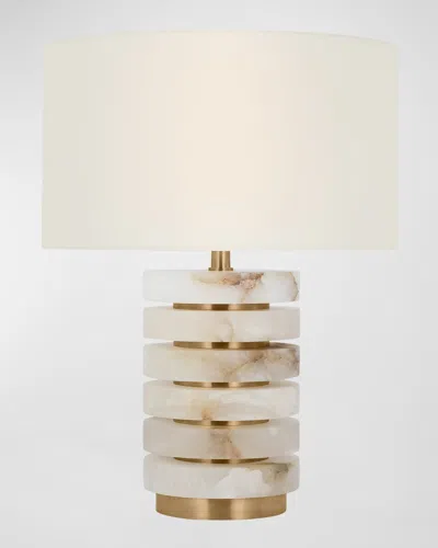 Visual Comfort Signature Diski Medium Table Lamp By Windsor Smith In Alabaster And Hand-rubbed Antique Brass