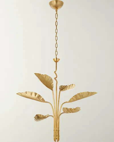 Visual Comfort Signature Dumaine Medium Pierced Leaf Chandelier By Julie Neill In Antq Brass