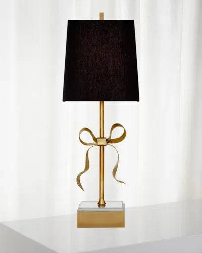 Visual Comfort Signature Ellery Grosgrain Bow Table Lamp In Black/soft Brass