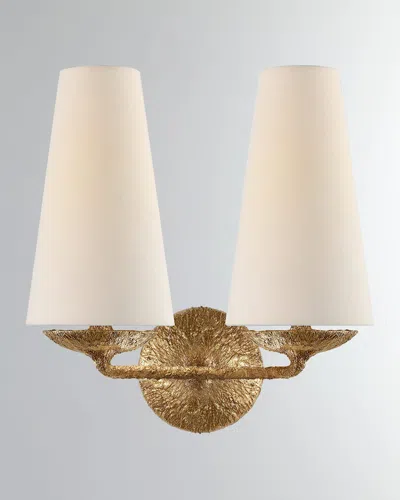 Visual Comfort Signature Fontaine Double Sconce By Aerin In Aged Iron