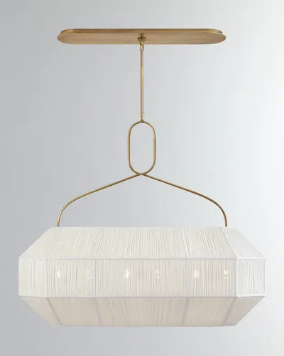 Visual Comfort Signature Forza Medium Gathered Linear Lantern By Kelly Wearstler In Antique Brass