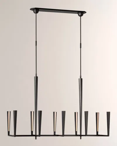 Visual Comfort Signature Galahad Large Linear Chandelier By Thomas O'brien In Bronze
