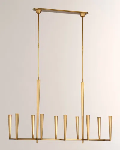 Visual Comfort Signature Galahad Large Linear Chandelier By Thomas O'brien In Hand-rubbed Antique Brass