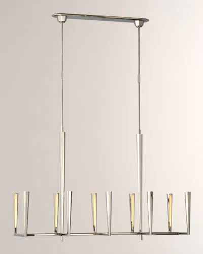 Visual Comfort Signature Galahad Large Linear Chandelier By Thomas O'brien In Polished Nickel