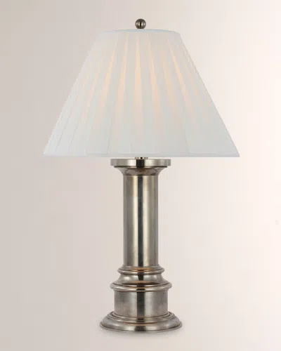 Visual Comfort Signature Hammett Table Lamp With Pleated Shade By Ralph Lauren In Butlers Silver