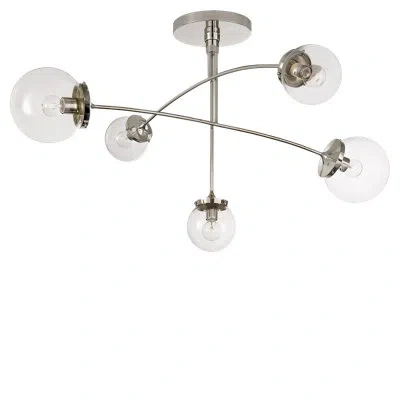 Visual Comfort Signature Kate Spade New York Prescott Medium Mobile Chandelier In Polished Nickel,clear Glass