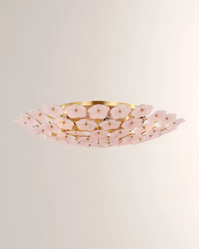 Visual Comfort Signature Leighton Grande Flush Mount In Soft Brass By Kate Spade New York In Pink