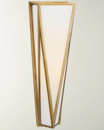 Visual Comfort Signature Lorino Medium Sconce In Bronze With White Glass By Julie Neill In Antique Brass