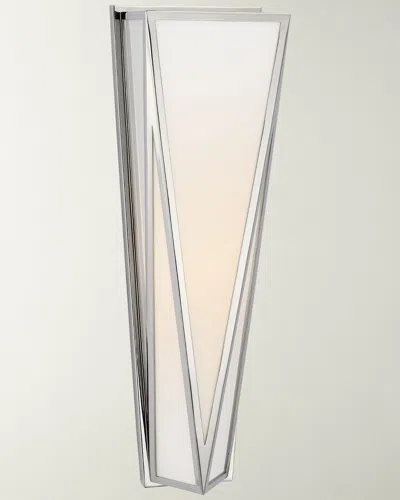 Visual Comfort Signature Lorino Medium Sconce In Bronze With White Glass By Julie Neill In Polished Nickel