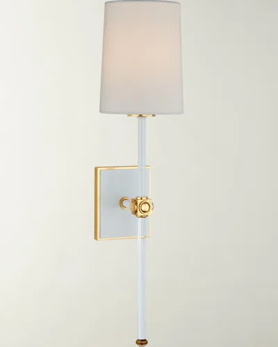 Visual Comfort Signature Lucia Medium Tail Sconce By Julie Neill In White And Crystal