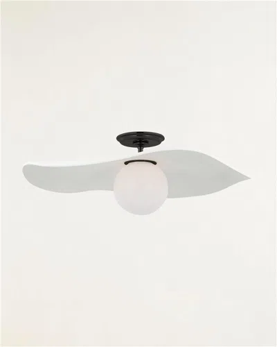 Visual Comfort Signature Mahalo Semi-flush Mount By Windsor Smith In Bronze And White Glass With Matte White Shade