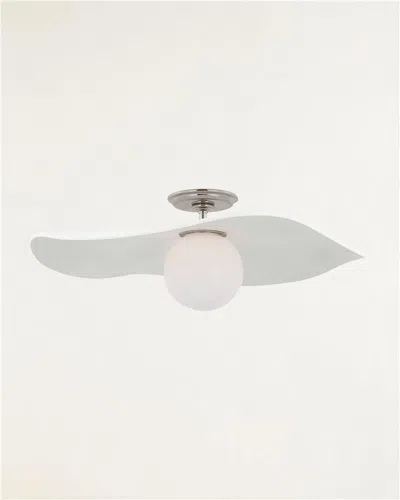 Visual Comfort Signature Mahalo Semi-flush Mount By Windsor Smith In Polished Nickel And White Glass With Matte White Shade
