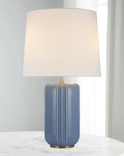 Visual Comfort Signature Minx Large Table Lamp By Thomas O'brien In Polar Blue Crackle