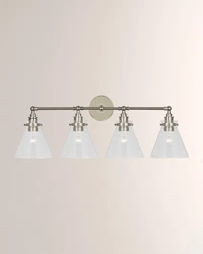 Visual Comfort Signature Parkington Four-light Bath Bar By Chapman & Myers In Polished Nickel/clear