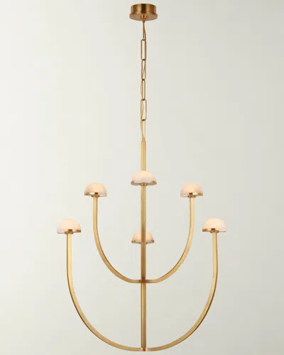 Visual Comfort Signature Pedra Large Two-tier Chandelier By Kelly Wearstler In Antique-burnished Brass
