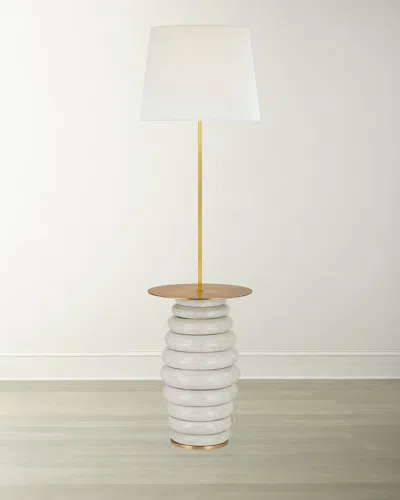 Visual Comfort Signature Phoebe Extra Large Tray Table Floor Lamp By Kelly Wearstler In Antiqued White
