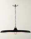 Visual Comfort Signature Piatto Large Pendant In Hand-rubbed Antique Brass With Aged Iron Shade By Thomas O'brien In Polished Nickel