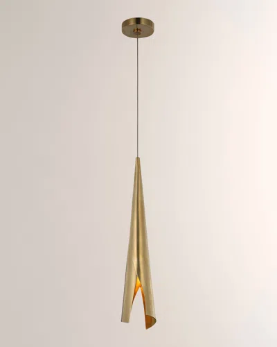 Visual Comfort Signature Piel Small Wrapped Pendant By Kelly Wearstler In Antique-burnished Brass