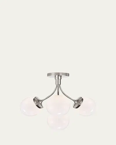 Visual Comfort Signature Prescott Medium Semi Flush Mount In Silver