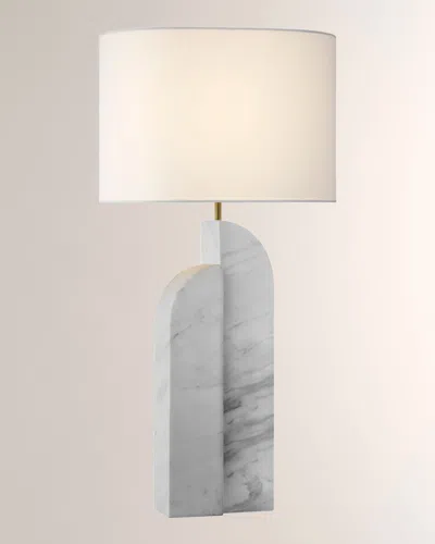 Visual Comfort Signature Savoye Large Left Table Lamp By Kelly Wearstler In White Marble
