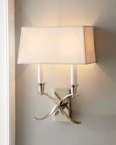 Visual Comfort Signature Small Cross Bouillotte Sconc By Chapman & Myers In Polished Nickel