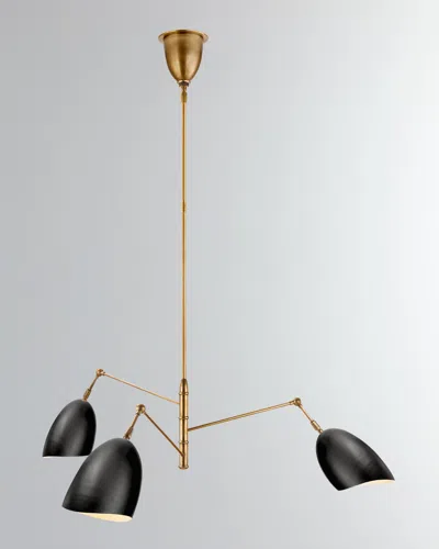 Visual Comfort Signature Sommerard Medium Triple Arm Chandelier By Aerin In Black And Gold