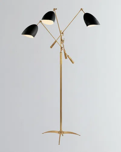 Visual Comfort Signature Sommerard Triple Arm Floor Lamp By Aerin In Black And Gold
