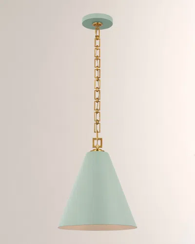 Visual Comfort Signature Theo 14" Pendant Light By Julie Neill In Pale Blue/gild