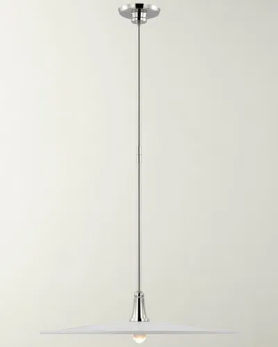 Visual Comfort Signature Truesdell 24" Pendant Light By Thomas O'brien In Polished Nickel/white